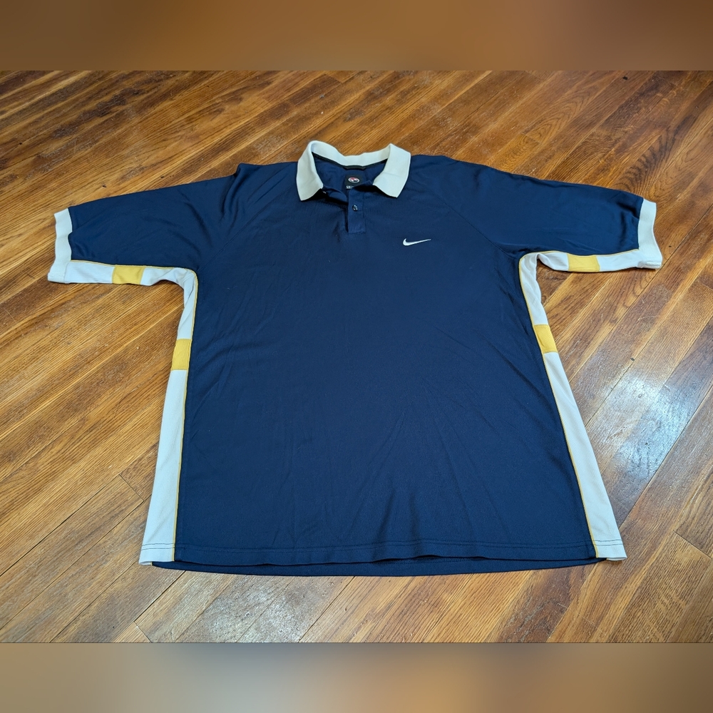 Nike Tiger Woods Polo Shirt Men’s XL Color Block Yin Yang Logo Vintage Y2K Blue